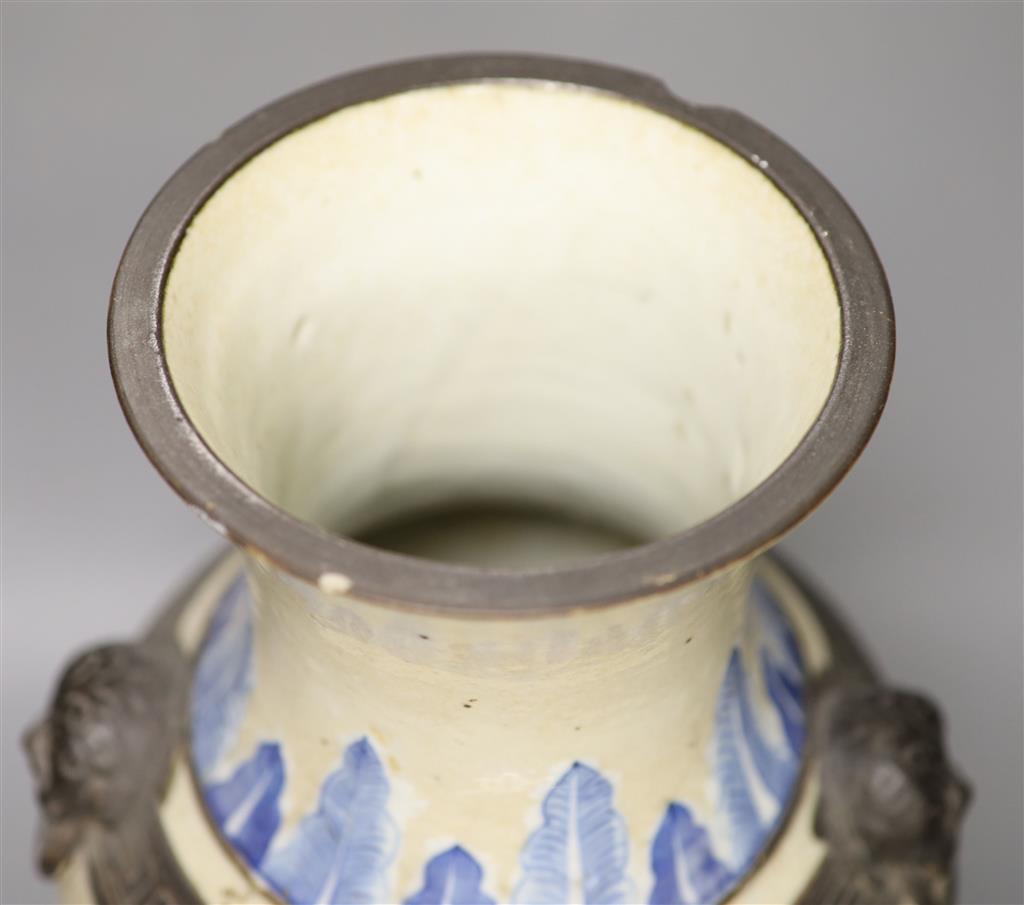 A 19th century Chinese blue and white crackle glaze vase, height 42.5cm